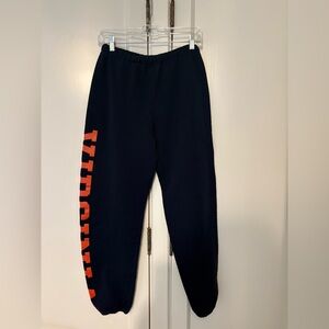 Virginia Navy Sweatpants with Orange Lettering